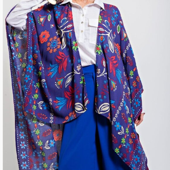 Tops - 141 PRINTED RAYON CREPON KIMONO